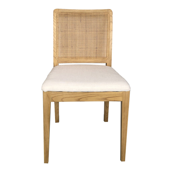 Upholstered Fabric Dining Side Chairs (Set of 2) - White / Natural