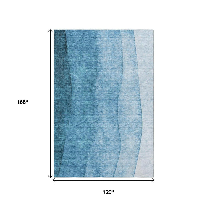 10' X 14' Ombre Washable Area Rug With UV Protection (652755) - Teal / Ivory