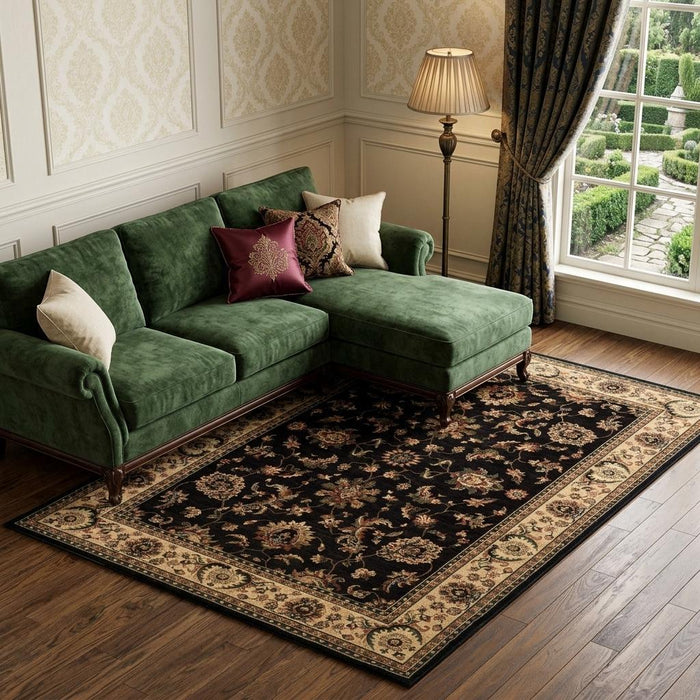 10' X 13' Oriental Area Rug (574391) - Black / Ivory