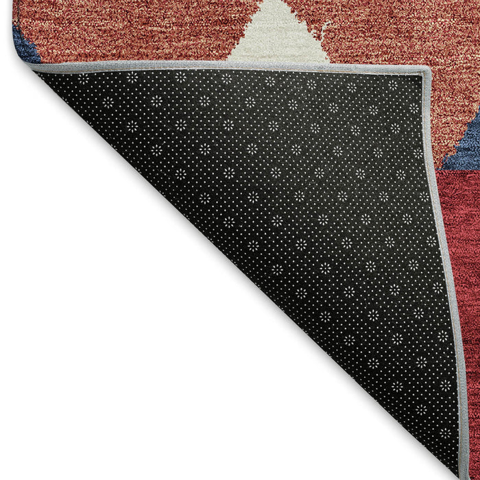 10' X 14' Southwestern Washable Area Rug With UV Protection (676440) - Red / White / Navy Blue