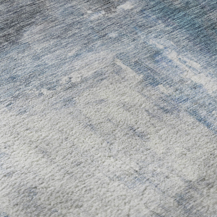 10' X 14' Abstract Washable Area Rug With UV Protection (684172) - Blue / Ivory / Gray