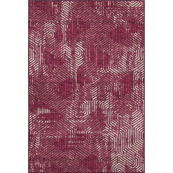 10' X 14' Geometric Washable Area Rug With UV Protection (672476) - Burgundy / Ivory