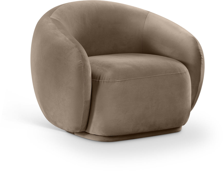 Emery accent chair by Meridian Furniture featuring a modern design with plush upholstered seating and wooden legs.