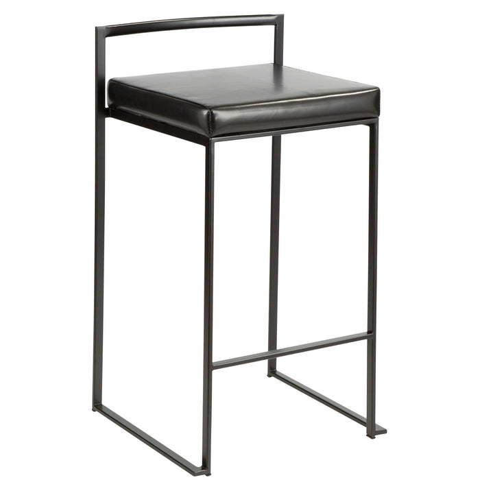 Fuji - Stackable Counter Stool With Cushion - Black Metal
