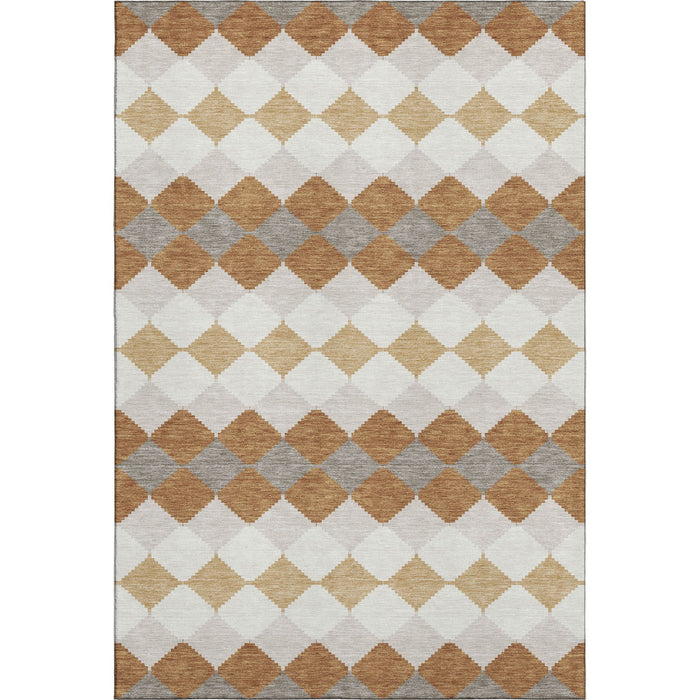 10' X 14' Geometric Washable Area Rug With UV Protection (679054) - Copper / Beige / Ivory