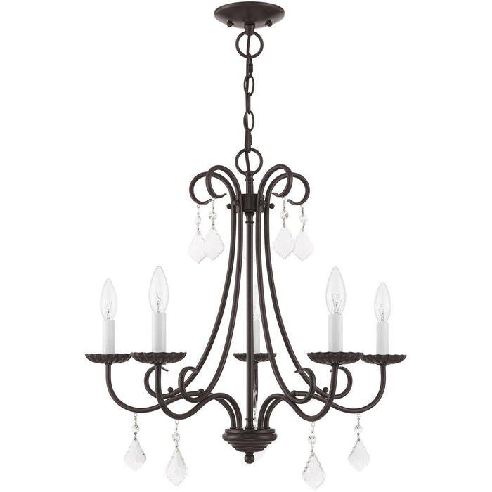 22" Five-Light Dimmable Chandelier With Shades - Bronze