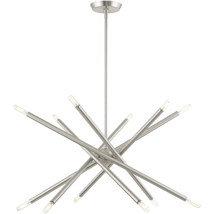 Six-Light Dimmable Chandelier With Shades - Nickel