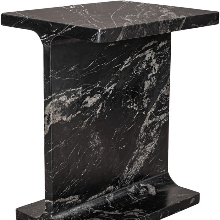 20" Marble Pedestal End Table - Black