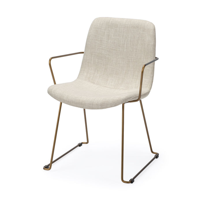 Upholstered Fabric Dining Room Arm Chair - Cream