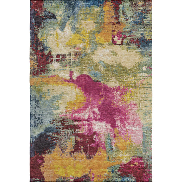 10' X 14' Abstract Washable Area Rug With UV Protection (699688) - Burgundy / Pink / Blue