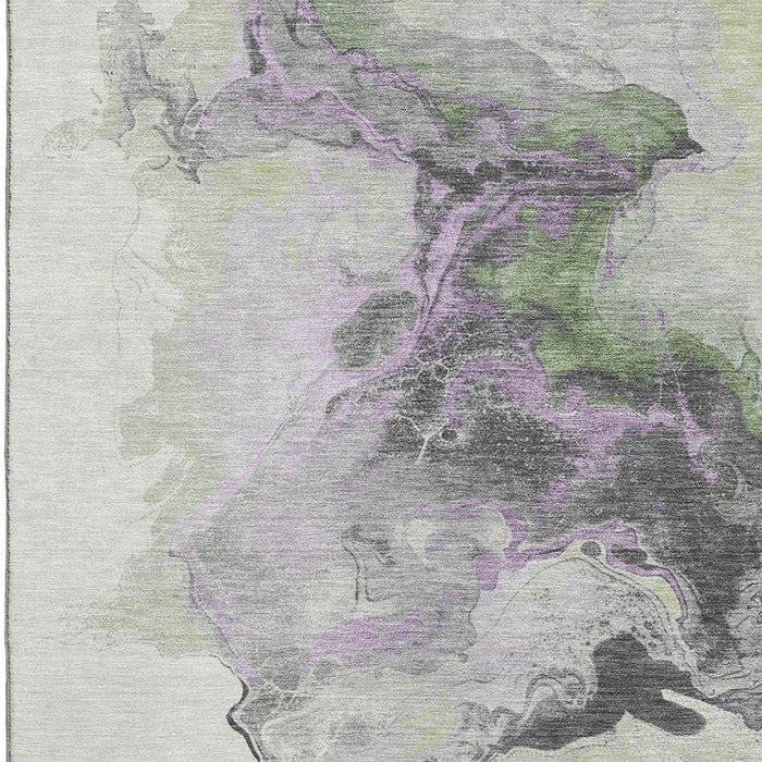 10' X 14' Abstract Washable Area Rug With UV Protection (697254) - Artichoke Green / Gray / Ivory