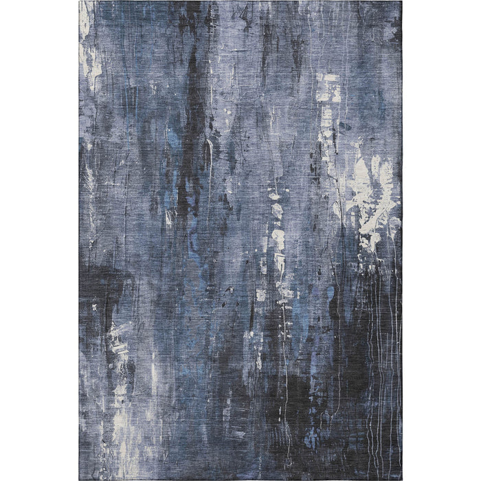 10' X 14' Abstract Washable Area Rug With UV Protection (697098) - Blue / Charcoal / Ivory