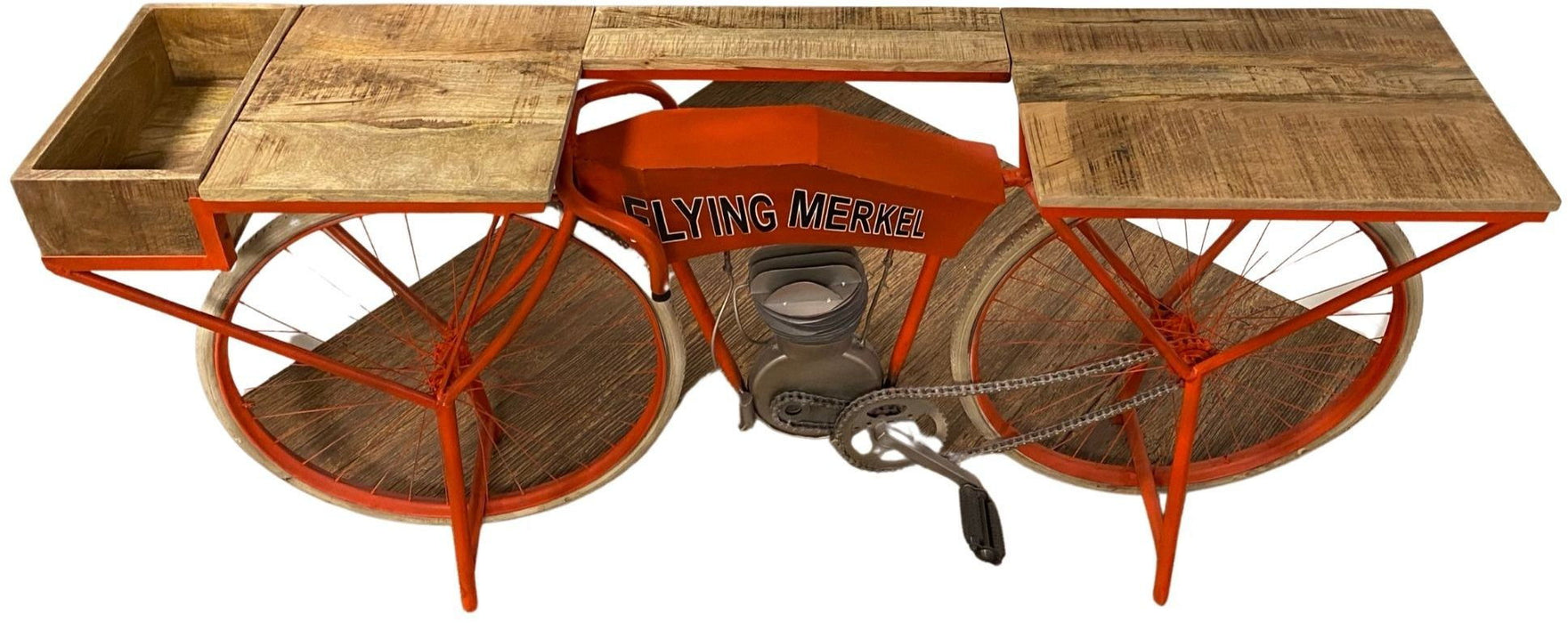 72" Flying Merkel Motorcycle Bar Cart - Orange