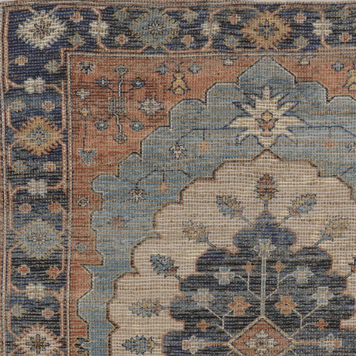 7' x 12' Hand Woven Traditional Medallion Indoor Area Rug - Blue