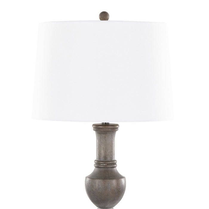 Griffin - 61" Polyresin Floor Lamp - Acid Gray Wood Finish And White Linen Shade