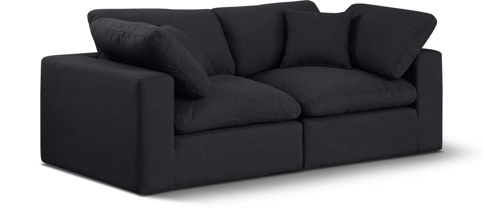 Linen modular 2-seat sofa from Meridian Furniture, stationary sectional with plush cushions and clean design.