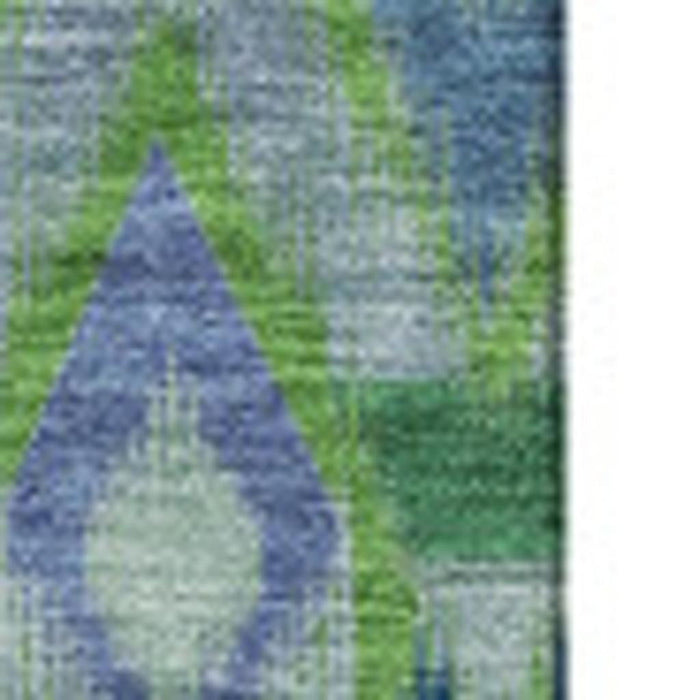 10' X 14' Southwestern Washable Area Rug With UV Protection (651905) - Green / Blue / Ivory