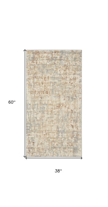 3' X 5' Abstract Power Loom Area Rug (572765) - Ivory
