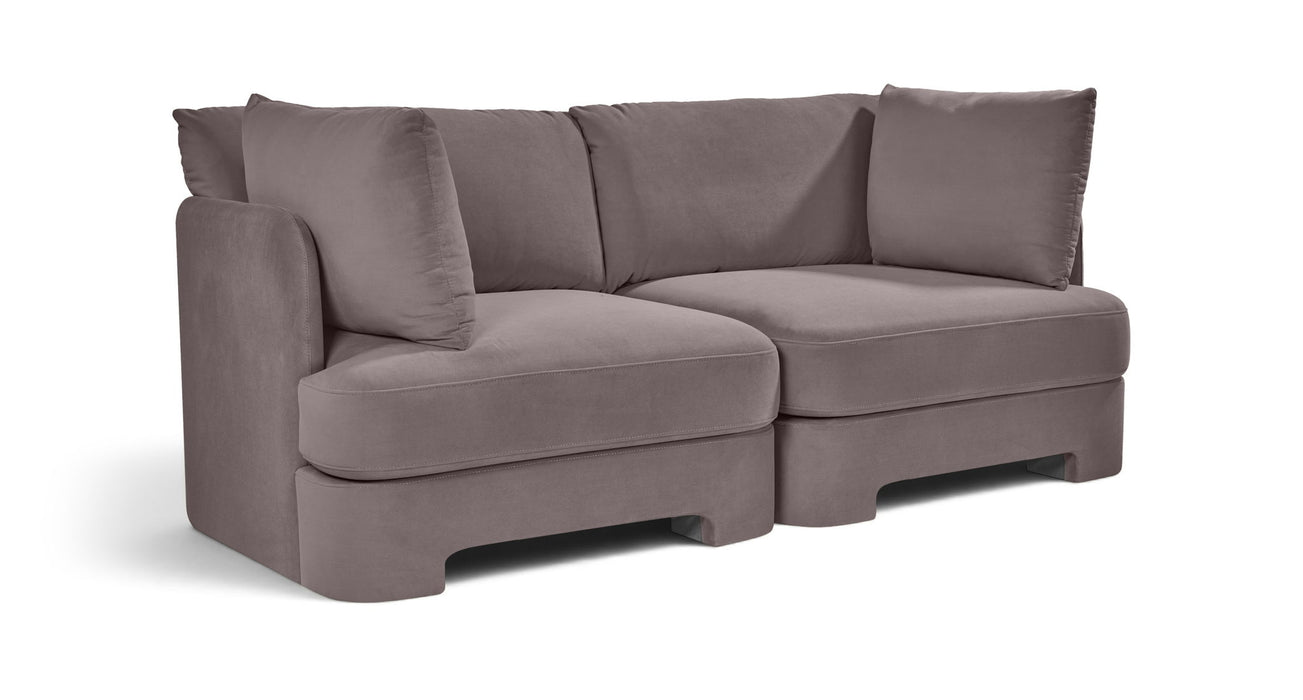 Meridian Furniture Hammond velvet performance fabric 2-piece loveseat sectional with plush upholstery and modern design.