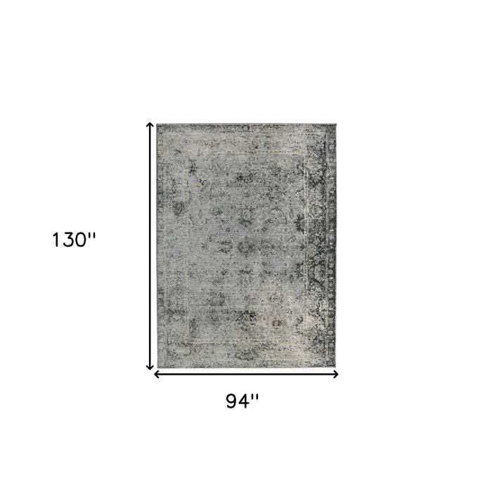 8' X 11' Floral Medallion Area Rug - Gray And Black
