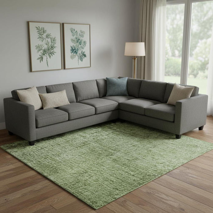 10' X 14' Abstract Washable Area Rug With UV Protection (707839) - Artichoke Green / Beige