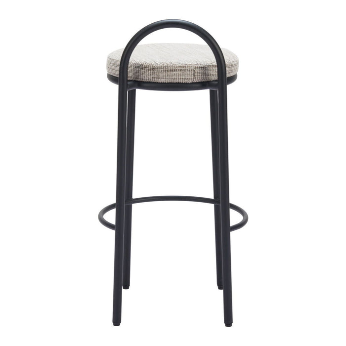 30" Chenille And Steel Low Back Bar Height Bar Chairs (Set of 2) - Beige / Black