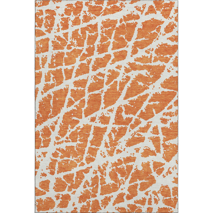 3' X 5' Abstract Washable Area Rug With UV Protection (646561) - Orange / Ivory