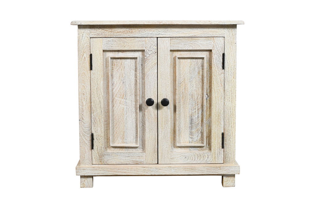 28" Distressed Solid Wood Nightstand With Storage - White