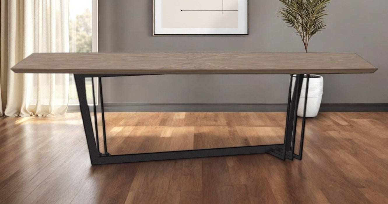 107" Rectangular Geo Trestle Wood Dining Table - Brown / Black