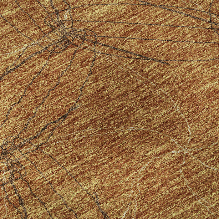 10' X 14' Geometric Washable Area Rug With UV Protection (676560) - Copper / Brown