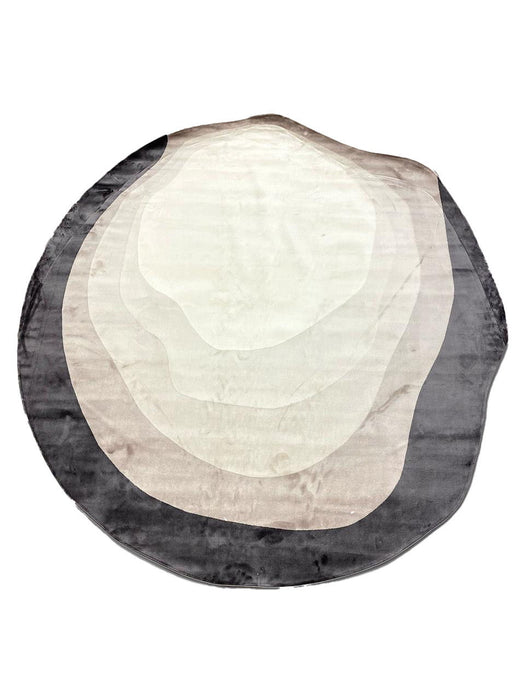 7' Abstract Round Rug (722646) - Black / Cream