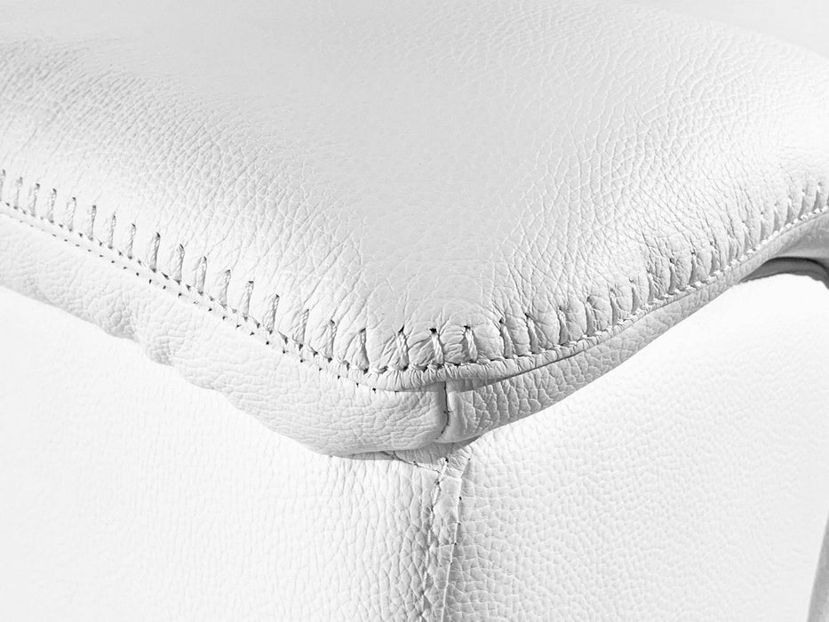 Italian Leather Power Reclining 8 Piece Corner Sectional With Console - White
