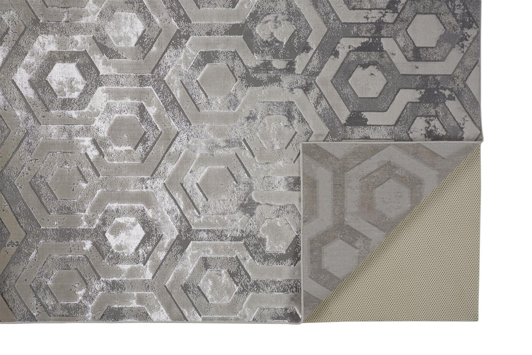 12' x 15' Abstract Area Rug - Gray Taupe And Silver