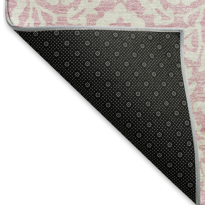 10' X 14' Damask Washable Area Rug With UV Protection (673163) - Pink / Ivory