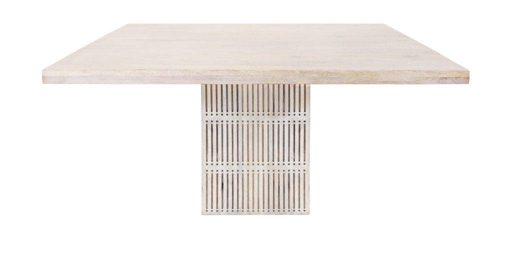 60" Square Solid Wood Pedestal Base Dining Table - Ivory