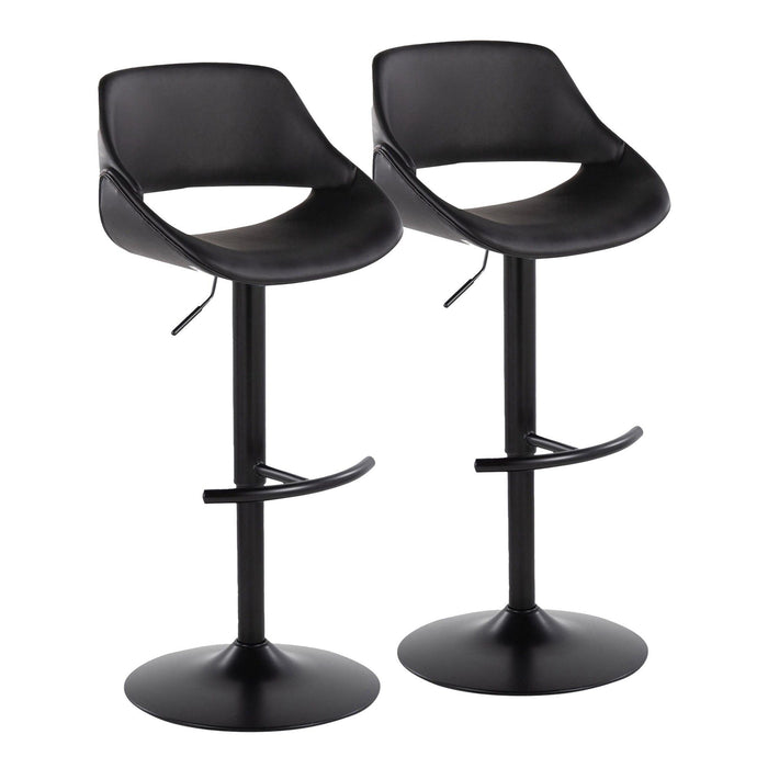 Fabrizzi - Adjustable Barstool With Rounded T Footrest (Set of 2) - Black Metal