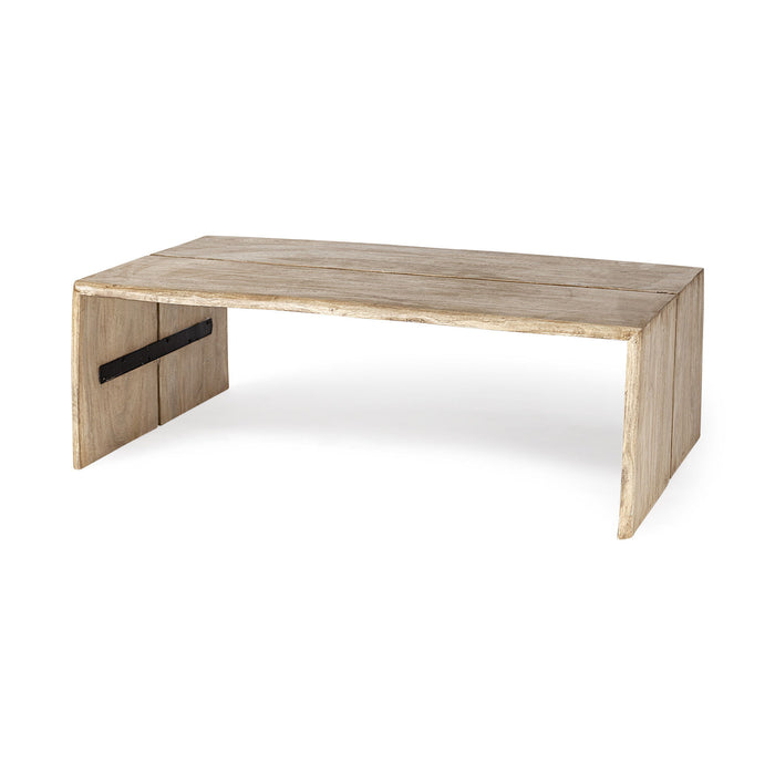 Rectangular Solid Wood Top And Base Coffee Table - Light Brown