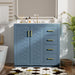 Giga bathroom vanity with sink, storage cabinet, three drawers, and soft closing doors in a freestanding design