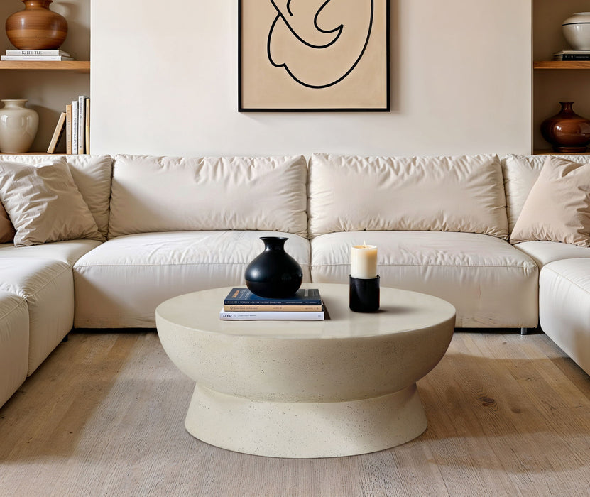 Avaya - Concrete And Fiberglass Indoor / Outdoor Coffee Table - Cream