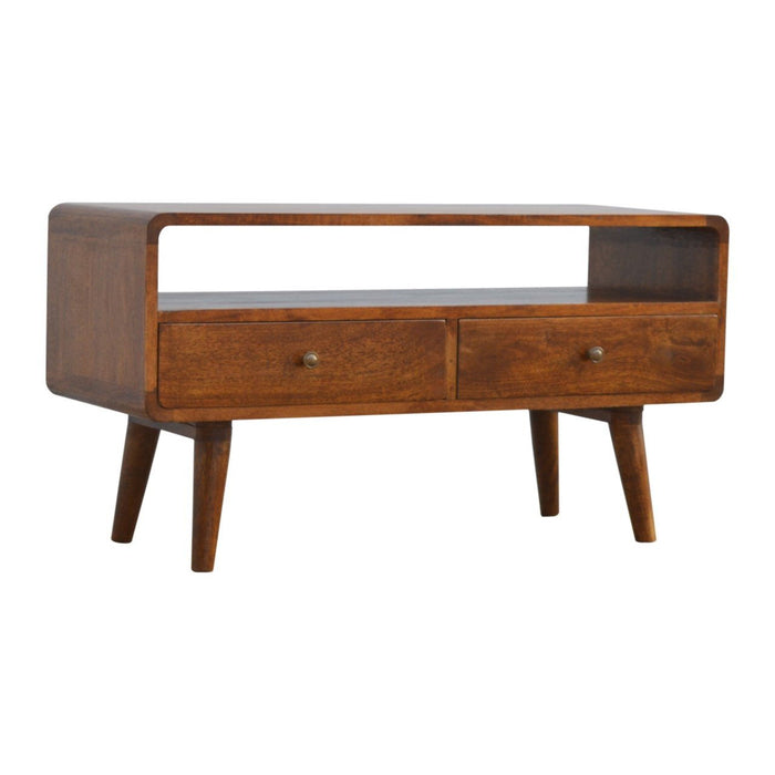 Solid Wood Enclosed Open Storage TV Stand (719177) - Chestnut