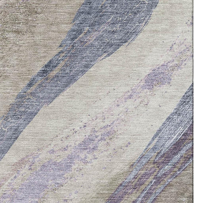 10' X 14' Abstract Washable Area Rug With UV Protection (715531) - Coffee / Purple