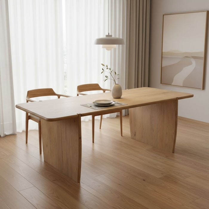 80" Wood Double Pedestal Base Dining Table - Natural