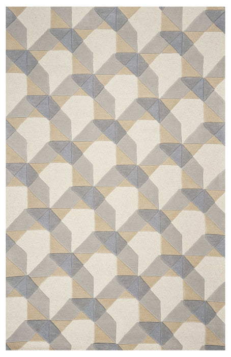 5' x 8' Wool Area Rug - Ivory Or Gray