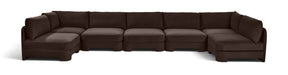 Meridian Furniture Hammond velvet performance fabric U-shaped sectional sofa with armless seats in a stationary design.