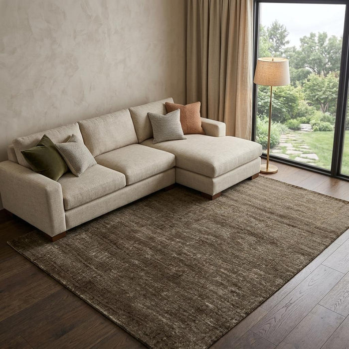 8' X 10' Abstract Hand Knotted Area Rug (744271) - Brown / Black