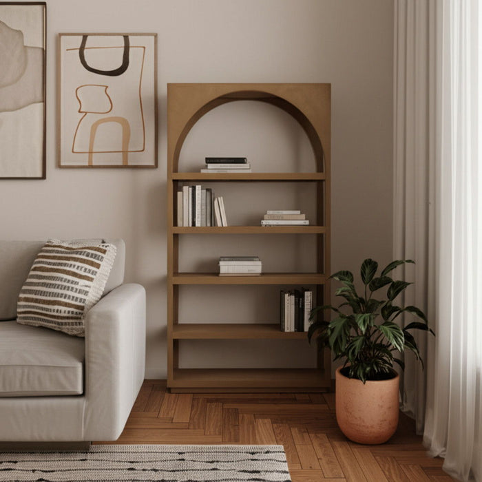 Arched Five Tier Bookcase - Brown