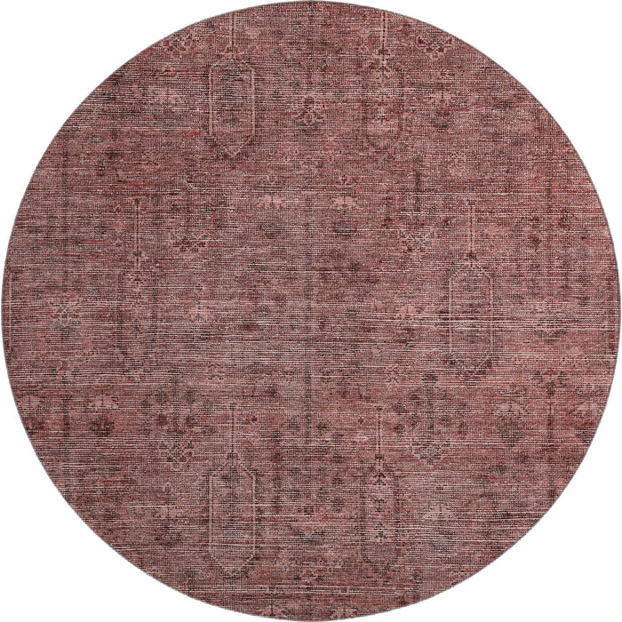 8' Southwestern Washable Round Rug With UV Protection - Rust And Gray