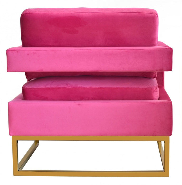 Stylish Velvet And Steel Chair - Pink And Gold