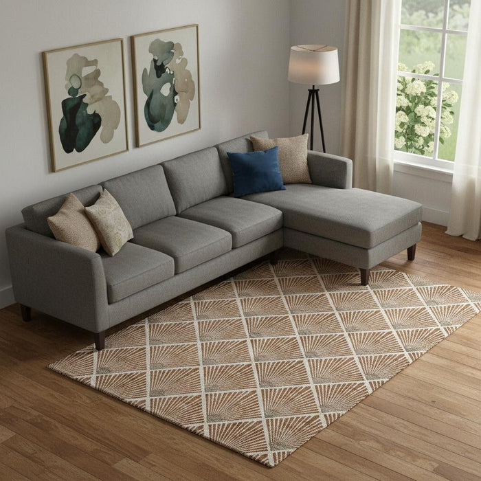 10' X 14' Abstract Geometric Washable Area Rug With UV Protection (672713) - Rust / Beige