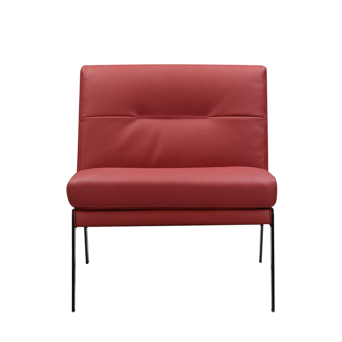 Genuine Leather Slipper Chair - Red And Black